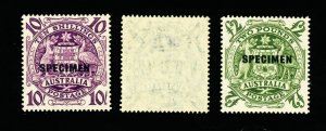 [AUSTRALIA] 1948: 10s / £1 / £2 SG 224bs + 224ds SPECIMEN set (MNH)