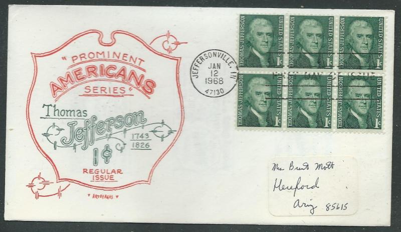 U S Scott 1299  Artopages Cachet FDC Thomas Jefferson