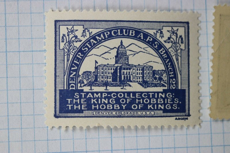 Denver Stamp Club APS Colorado King of Hobbies Philatelic Souvenir Ad Label MNH