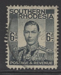 SOUTHERN RHODESIA SG44 1937 6d GREY-BLACK USED