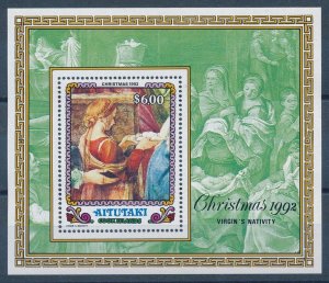 [116606] Aitutaki 1992 Christmas Art paintings Souvenir Sheet MNH