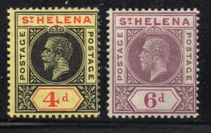 St Helena Sc 73-4 1913 4d & 6d GV stamps mint