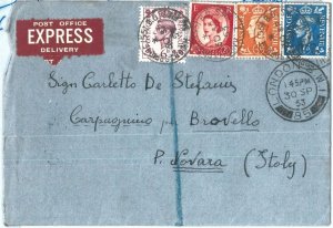 72467 - GREAT BRITAIN - POSTAL HISTORY: BOOKLET STAMP on EXPRESS MAIL cover 1953 