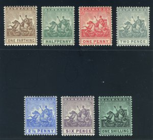 Barbados 1909 'Seal of the Colony' set complete MLH. SG 163-169.