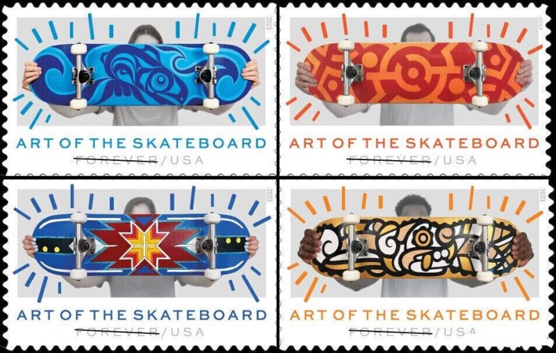 #5763 - 5766 2023 Art of the Skateboard Singles set/4 - MNH