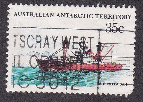 Australian Antarctic Territory # L47, Ship M.S. Mella Dan Used, 1/3 Cat.