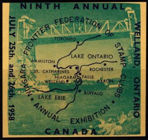 1958 US Poster Stamp 9th Annual Welland, Ontario Annual Stamp Exhibition MNH