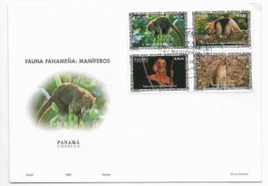 PANAMA 1996 FAUNA MAMMALS SET OF 4 VALUES ON FIRST DAY COVER FDC