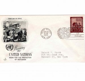 United Nations 1953 FDC Sc 15 Protection of Refugees UN First Day Cover Artcraft