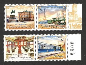 SERBIA - MNH SET+LABELS-125 YEARS OF  ORIENT-EXPRESS - LOCOMOTIVE, TRAIN - 2008.