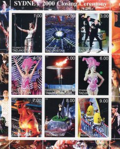 Tadjikistan 2000 Sydney Olympics Closing Ceremony Kylie Minogue Sheetlet MNH