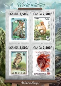 UGANDA - 2013 - World Wildlife - Perf 4v Sheet - Mint Never Hinged