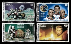 Togo 1973 - Apollo 17 Moon Mission, JFK - Set of 4v - Sc 836-37, C196-97 - MNH