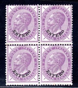 ITALY OFFICES 1874 SIXTY CENTS SCOTT # 10 BLOCK OF 4 NEVER HINGED MINOR TONE