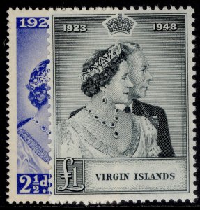 BRITISH VIRGIN ISLANDS GVI SG124-125, 1949 ROYAL SILVER WEDDING set, NH MINT.