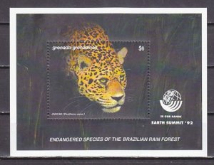 Grenada, Gr., 1992 issue. Jaguar on EARTH SUMMIT `92 s/sheet. ^