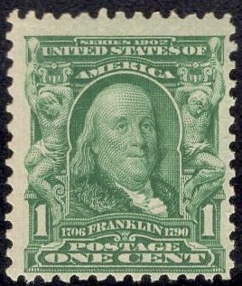 US Stamp Scott #300 1c Franklin Mint NH SCV $30