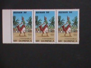 ​DOMINICA-1988 SC#1077 REUNION-TOURISM CAMPAIGN  MNH STRIP VERY FINE