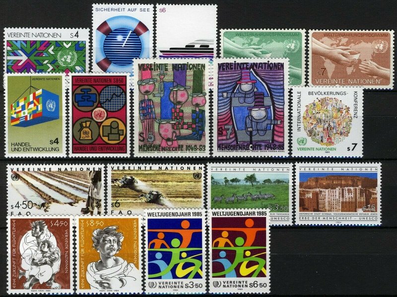 UN Vienna 1983-84, Complete run two years VF MNH, Mi 29-46