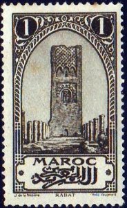 French Morocco 1923 Sc#90,  SG#123 1c Tower of Hassan UNUSED.