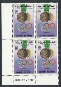 Morocco Olympic Games Seoul Corner Block of 4 with Date 1988 MNH SG#753