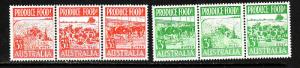 Australia-Sc.#252a,255a-unused NH strips-Butter Dairy production-1953-