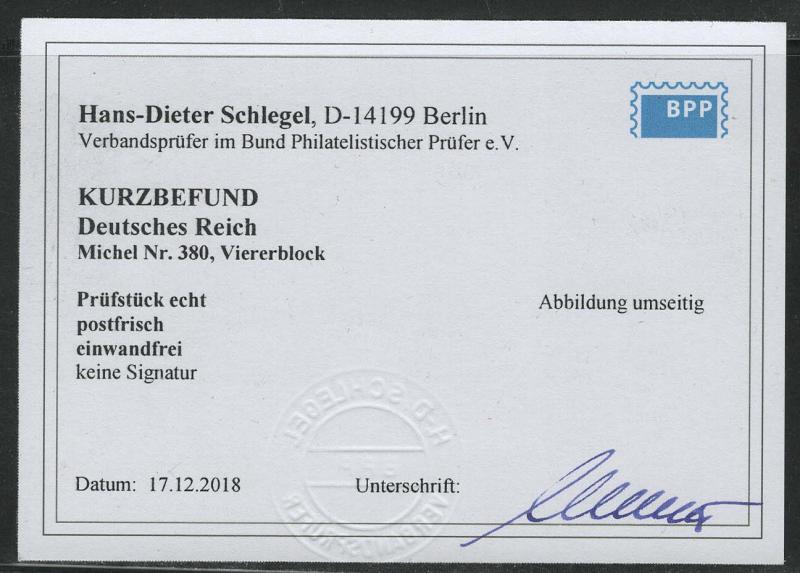 Germany Reich Scott # C30, mint nh, b/4, exp. opinion