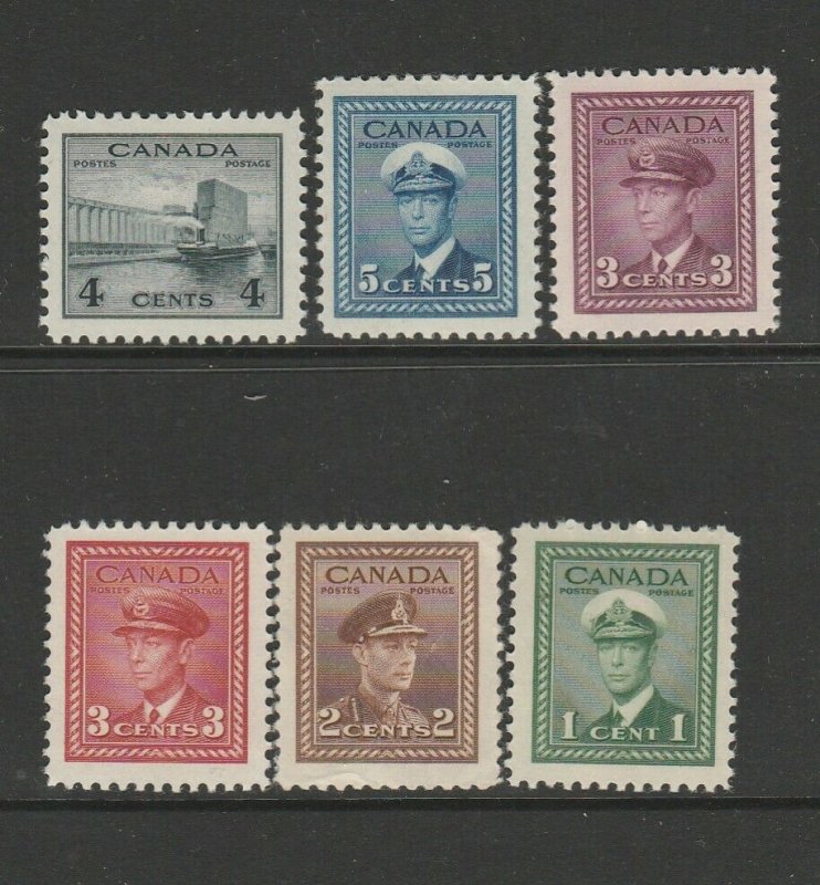 Canada 1942/8 War Effort 6 Vals UM/MNH to 5c as shown