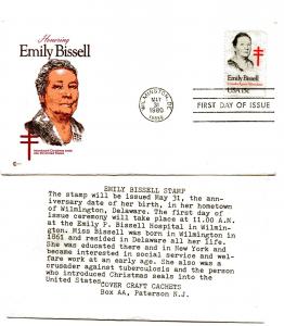 1823 Emily Bissell Cover Craft Cachets, CCC, FDC