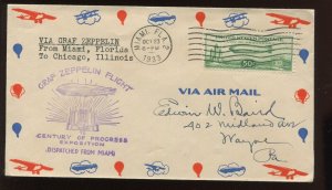 C18 Used on OCT 23 1933 Graf Zeppelin Century of Progress Flight Cover  LV9248