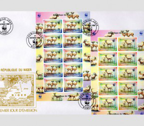 NIGER 1998 WWF Dorcas Gazelle (4) Sheets of 10v Imperforated in official FDC