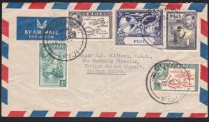 FIJI 1949 cover Suva to BR GUIANA - nice franking..........................B2860