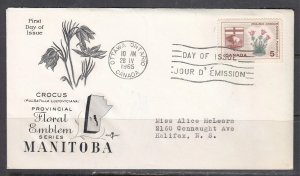 Canada Scott 422 Rose Craft FDC - Manitoba Floral Emblem & Arms