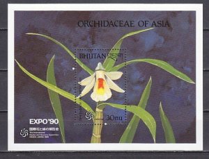 Bhutan, Scott cat. 893. Stamp Expo 90 issue. Orchid shown.