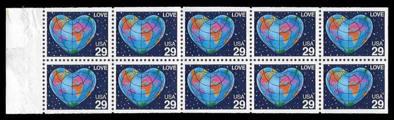 PCBstamps  US #2536a Pane $2.90(10x29c)LOVE Stamp, pf. 11, MNH, (7)