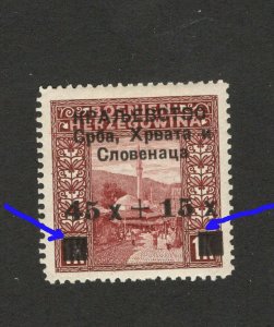 BOSNIA YUGOSLAVIA - MH STAMP, 45x+15x -ERROR- DIFERENT OVERPTINT ON  1K  (8/1) 