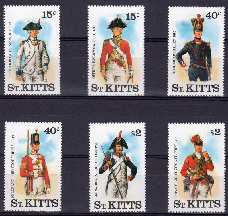 St.Kitts 1987 Sc# 198/203 British and French Uniforms Set (6) MNH