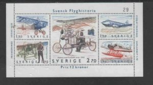 SWEDEN #1516 1984 SWEDISH AVIATION HISTORY MINT VF NH O.G S/S kk