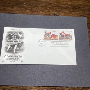 A SALUTE TO DOGS #2098-99 SEP 7 1984 NEW YORK NY FIRST DAY COVER (FDC) BX3-2