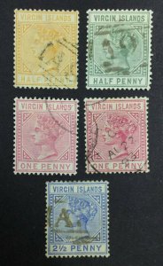 MOMEN: VIRGIN ISLANDS SG #26-31,29a 1883-4 USED £240 LOT #62170