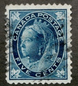 1897 - Canada - Sc#70 - 5¢ - Queen Victoria Maple Leaf - Used cv$14