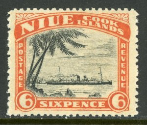 British Colony 1938 Niue Cook Islands 6¢ Ship Scott #65 Mint Z604