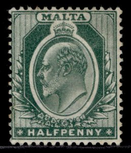 MALTA EDVII SG38, ½d green, M MINT. Cat £11.