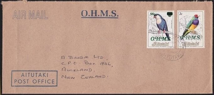 COOK IS 1985 OHMS overprints on cover to New Zealand.......................B1088