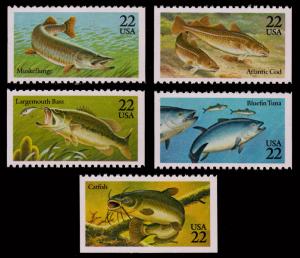 Sc 2205-09  Fish Booklet Singles Set, MNH