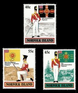 Norfolk Island 1982 - British Army Uniforms - Set of 3v - Scott 303-05 - MNH