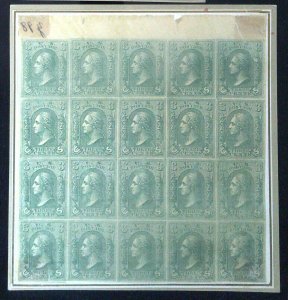 Scott #79-E8a - 3c Light Green - Block of 20 - Loewenberg Decalcomania - Essay