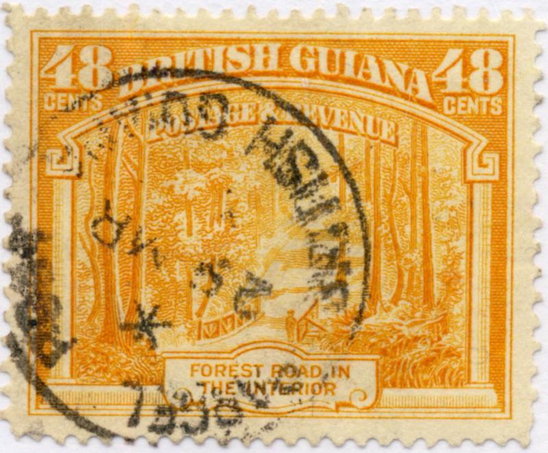 BRITISH GUIANA - 195? - SG314a 48c Orange p.14x13 cancelled PARCEL POST CDS