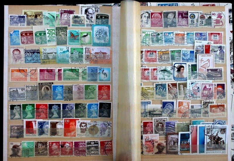 Wordwide Stamp Collection Lot 1000 MNH, MH, Used Vintage Stock Book Album