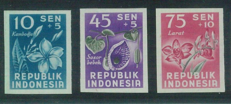 87005c - INDONESIA - STAMP - IMPERF proofs NEVER ISSUED - Flowers ORCHIDS 1950'S